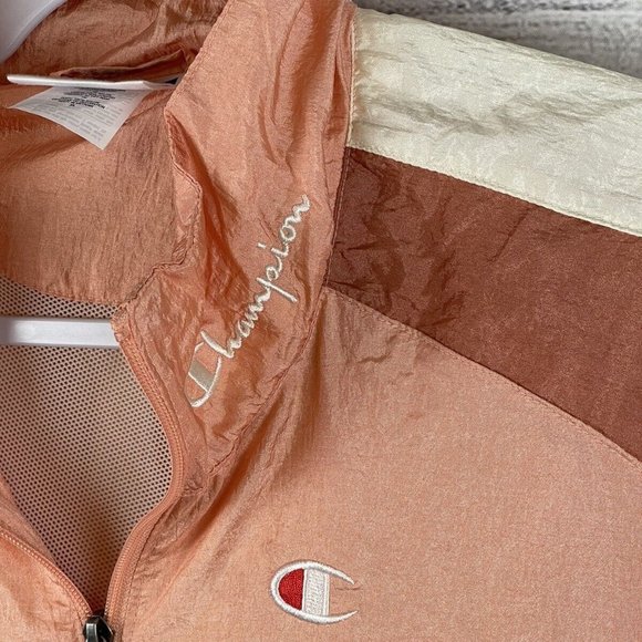 Champion Zip Up Nylon Windbreaker Jacket Light Vintage Retro Inspired 70s LARGE - Picture 3 of 5